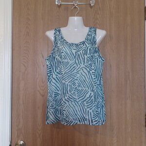 Sz Medium Petite, Loft , Multi Color Sea Green Sleeveless Blouse